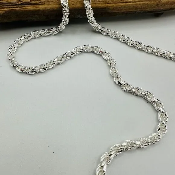 Solid Sterling Silver Italian Rope Chain Unisex